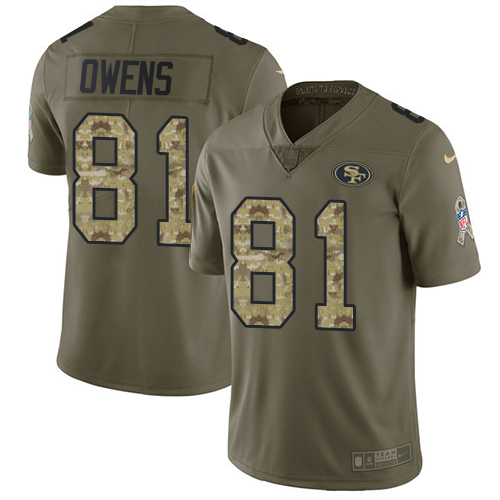 Nike 49ers #81 Terrell Owens Olive/Camo Men's Stitched NFL Limited Salute To Service Jersey
